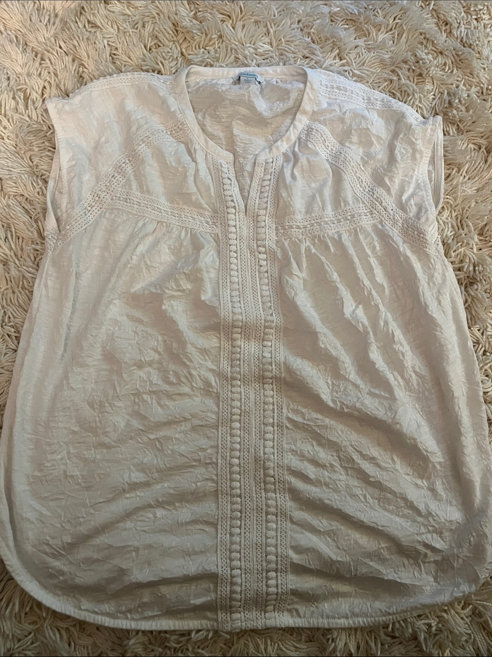 Sundance Lightweight White Crochet-Trim Women's Top